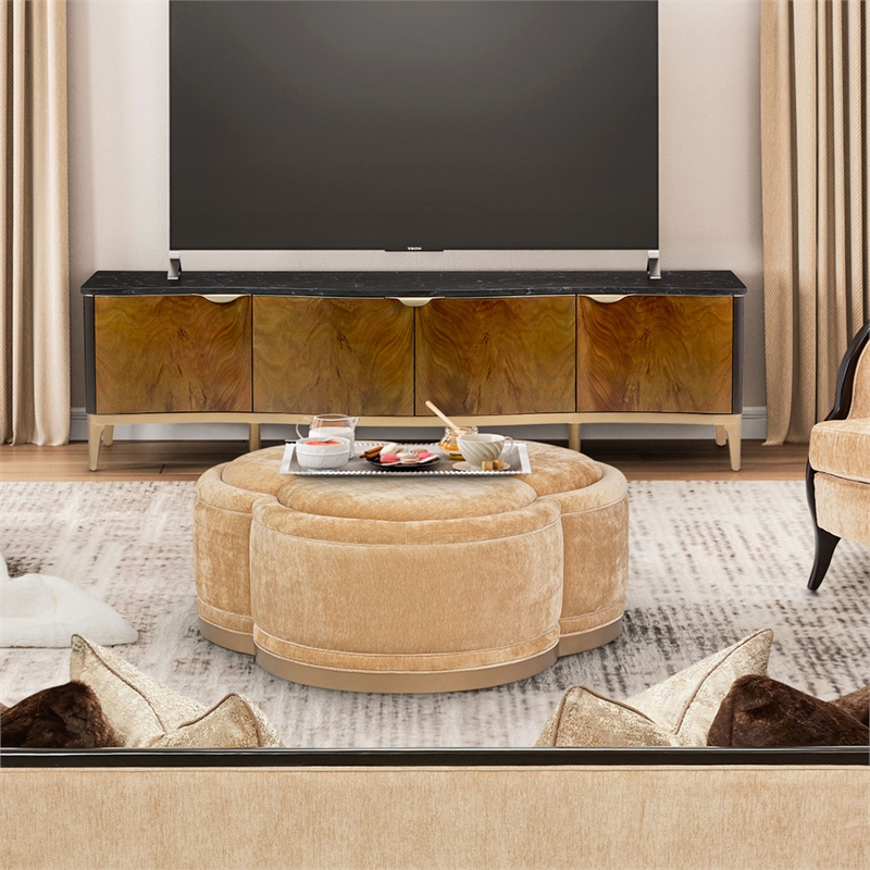 Michael Amini Malibu Crest TV Console - Crotch Mahogany