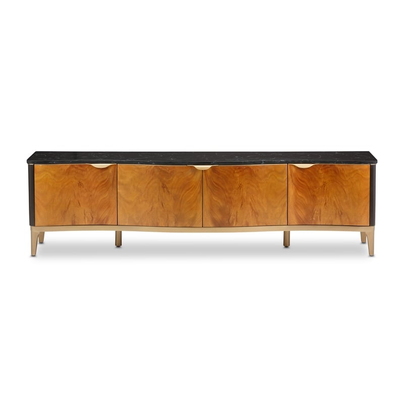 Michael Amini Malibu Crest TV Console - Crotch Mahogany