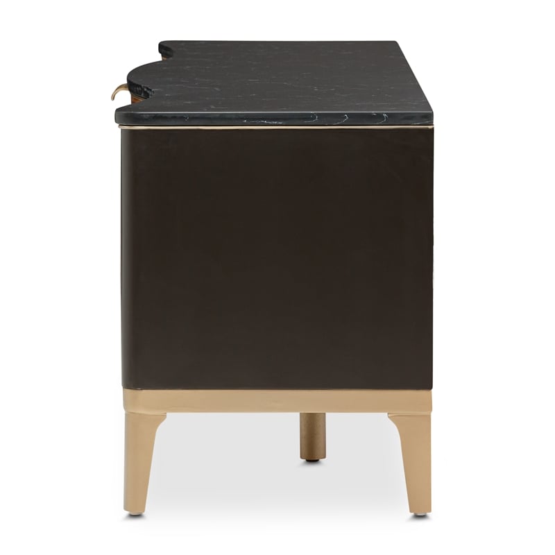 Michael Amini Malibu Crest TV Console - Crotch Mahogany