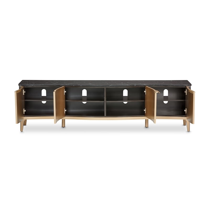 Michael Amini Malibu Crest TV Console - Crotch Mahogany