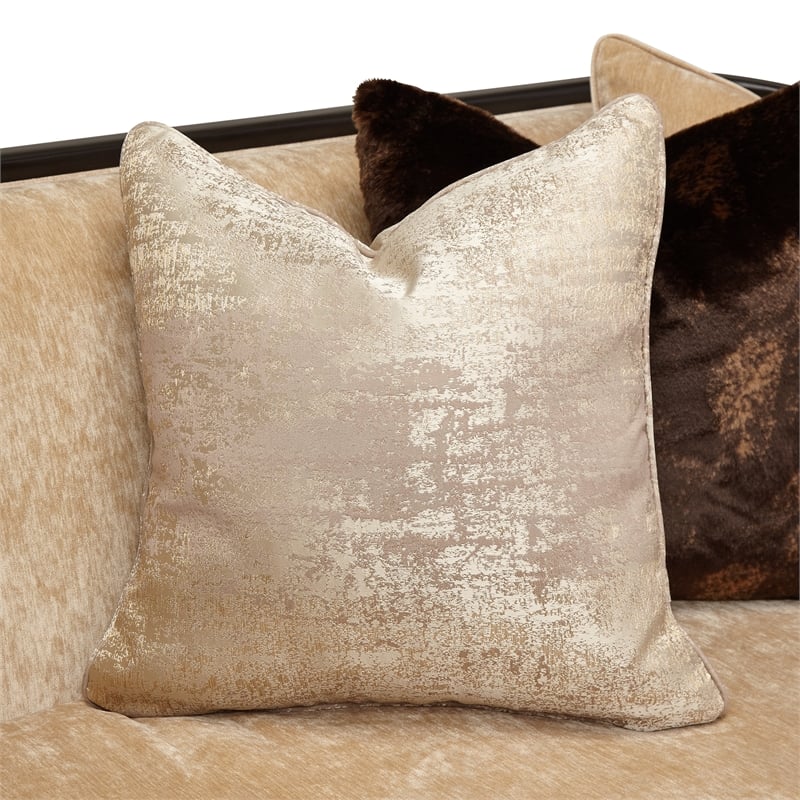 Michael Amini Malibu Crest Chenille Sofa - Honey/Dark Espresso