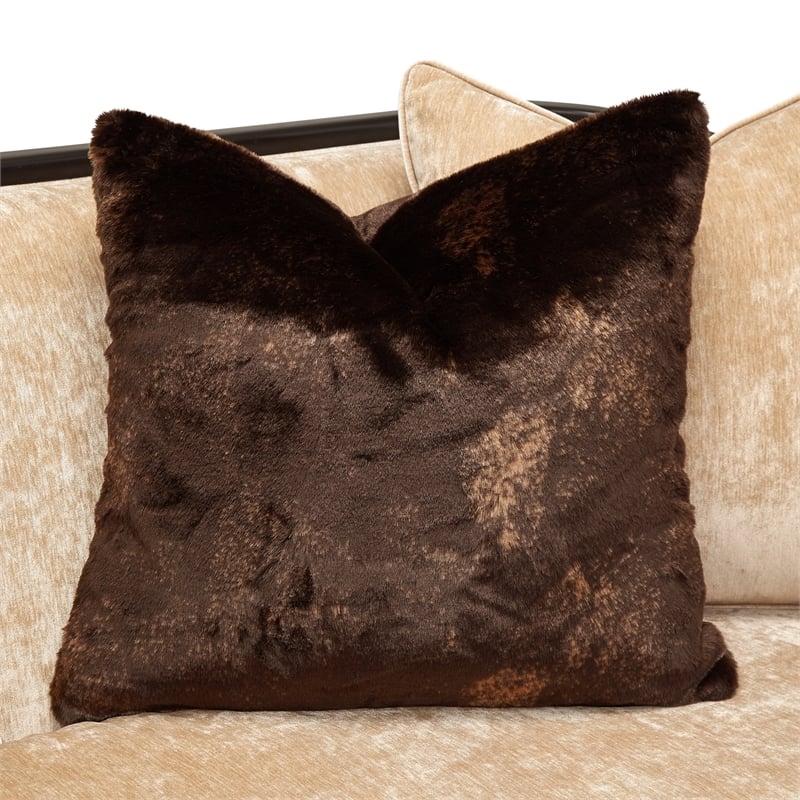 Michael Amini Malibu Crest Chenille Sofa - Honey/Dark Espresso
