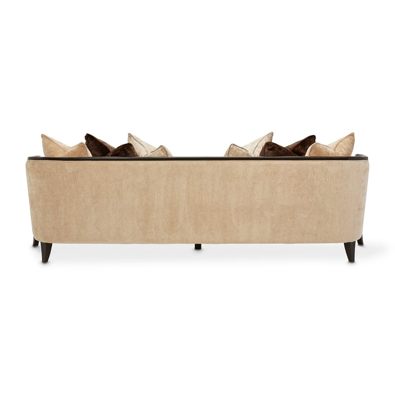 Michael Amini Malibu Crest Chenille Sofa - Honey/Dark Espresso