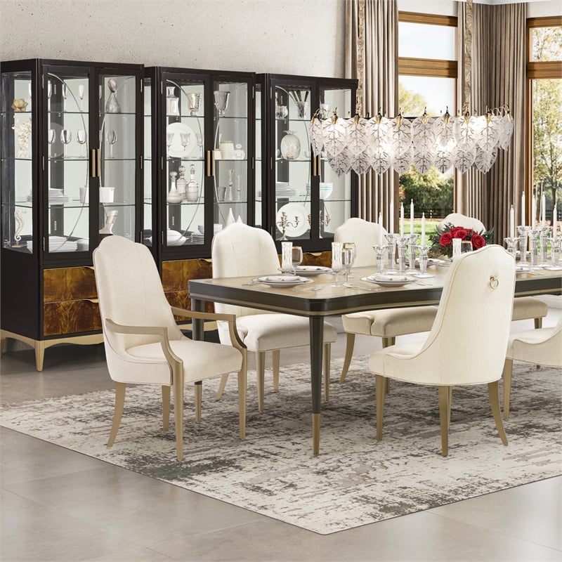 Michael Amini Malibu Crest Dining Side Chair - Set of 2 - Sahara/Burnished Gold