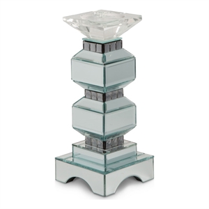 Montreal 12&quot Tiered Mirrored Candle Holder- Set of 2