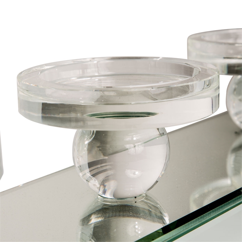 Michael Amini Montreal Rectangular Mirrored Glass Candelabra
