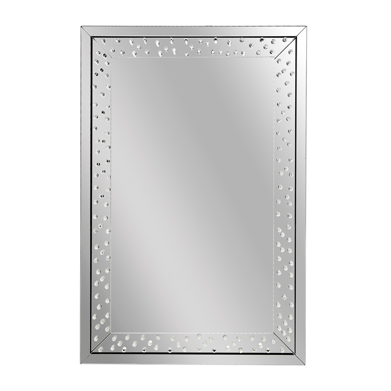 Michael Amini Montreal Rectangular Crystal Framed Wall Mirror With LED Lighting