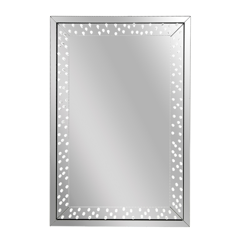 Michael Amini Montreal Rectangular Crystal Framed Wall Mirror With LED Lighting