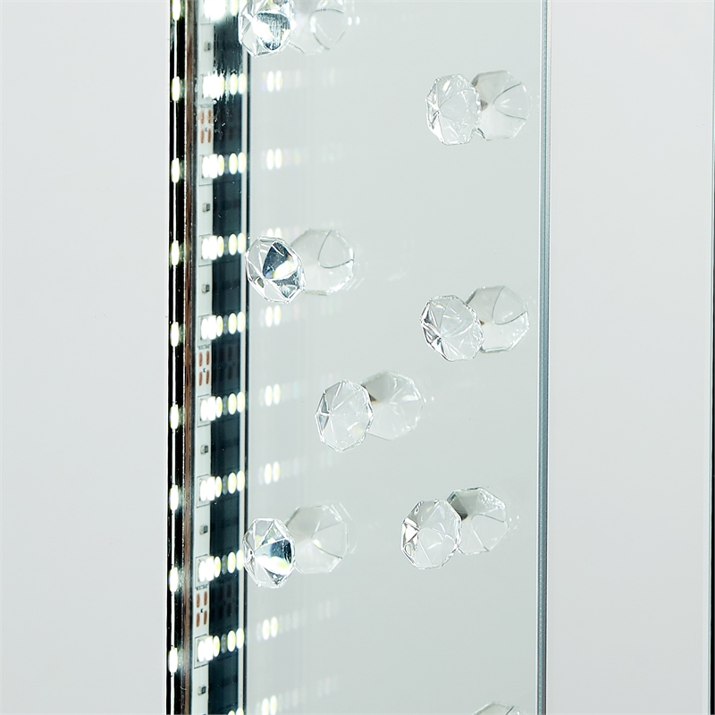 Michael Amini Montreal Rectangular Crystal Framed Wall Mirror With LED Lighting