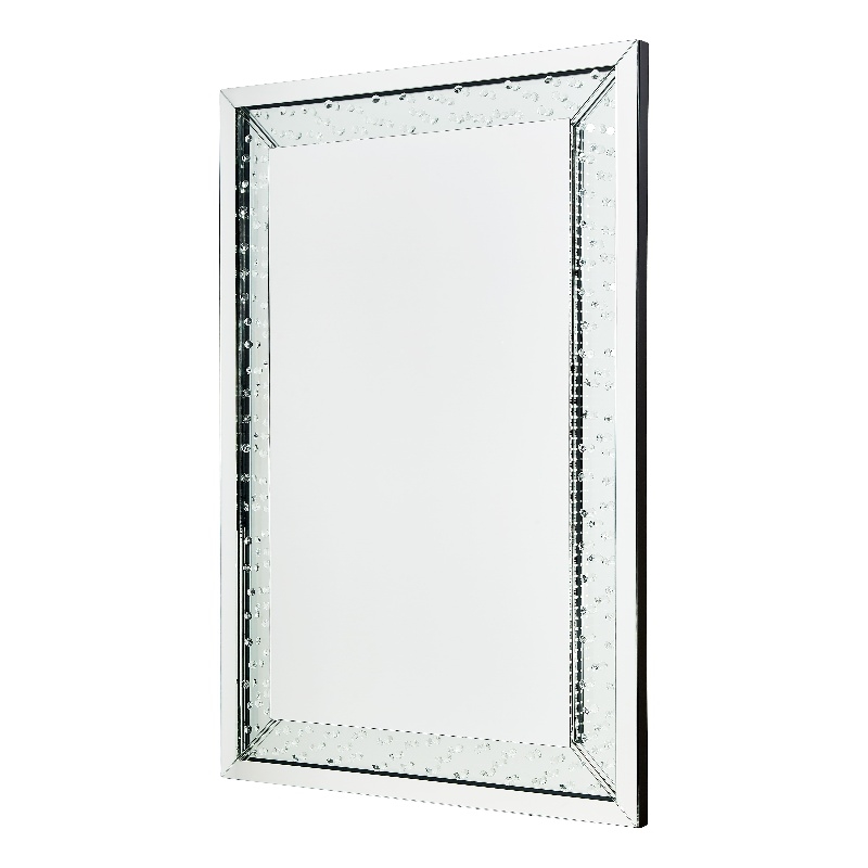 Michael Amini Montreal Rectangular Crystal Framed Wall Mirror With LED Lighting
