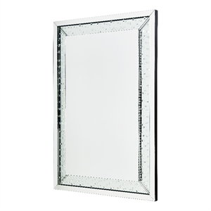 Michael Amini Montreal Rectangular Crystal Framed Wall Mirror With LED Lighting