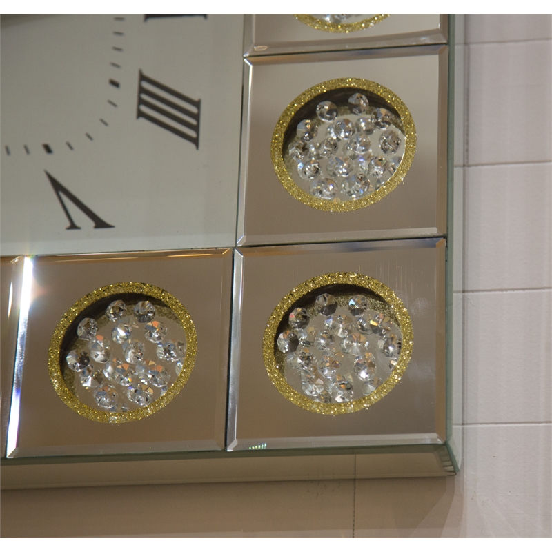 Michael Amini Montreal Square Wall Clock with Crystal Accents