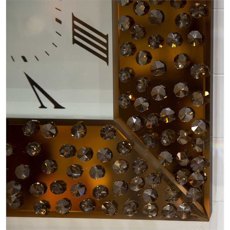 Michael Amini Montreal Mirrored Square Wall Clock - Bronze