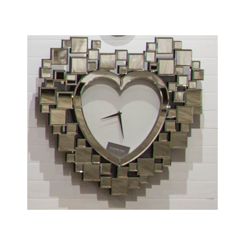 Michael Amini Montreal Mirrored Heart Shaped Wall Clock