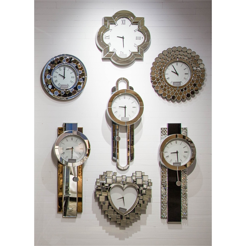 Michael Amini Montreal Mirrored Heart Shaped Wall Clock