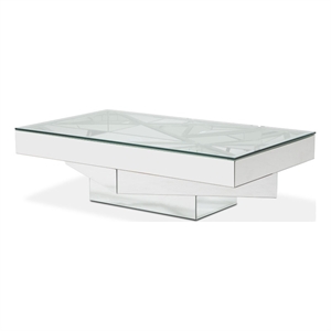 Michael Amini Montreal Rectangular Mirrored Geometric Cocktail Table