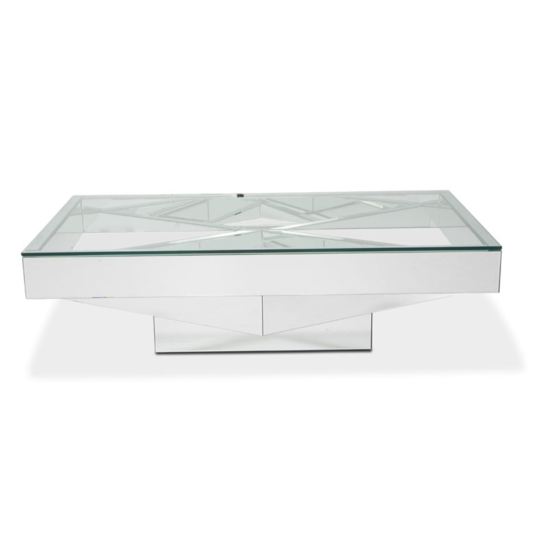 Michael Amini Montreal Rectangular Mirrored Geometric Cocktail Table