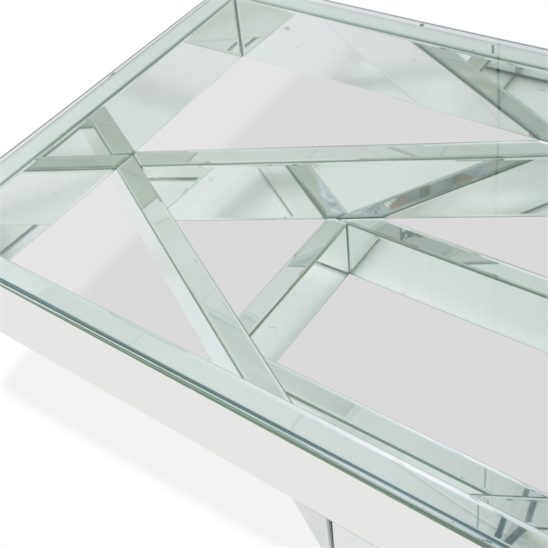 Michael Amini Montreal Rectangular Mirrored Geometric Cocktail Table
