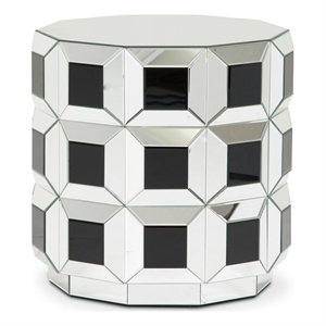 Michael Amini Montreal Round Mirrored Prism End Table