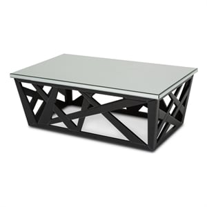 Montreal Cocktail Table with Mirrored Glass Top - Black