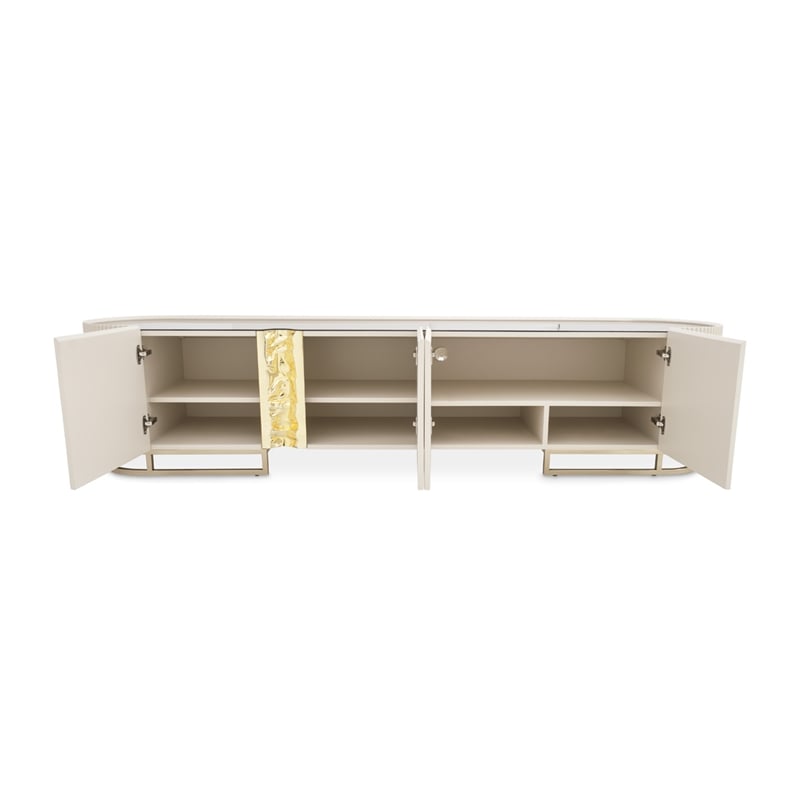 Michael Amini Lisbon Media Cabinet - Silken Matte Cream