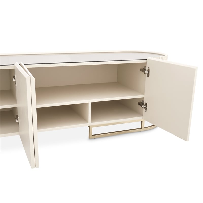 Michael Amini Lisbon Media Cabinet - Silken Matte Cream