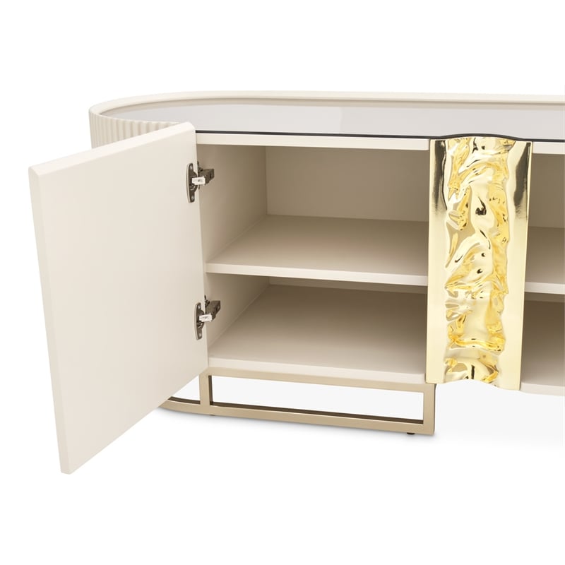Michael Amini Lisbon Media Cabinet - Silken Matte Cream