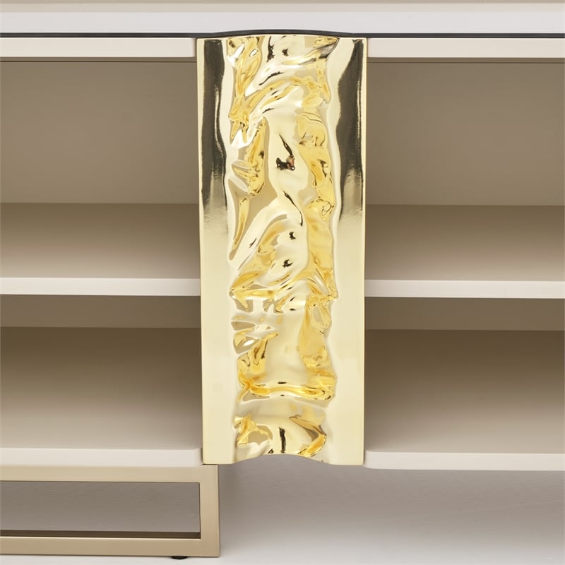Michael Amini Lisbon Media Cabinet - Silken Matte Cream