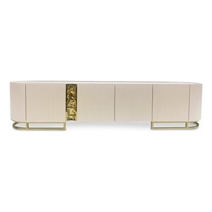michael amini lisbon media cabinet - silken matte cream
