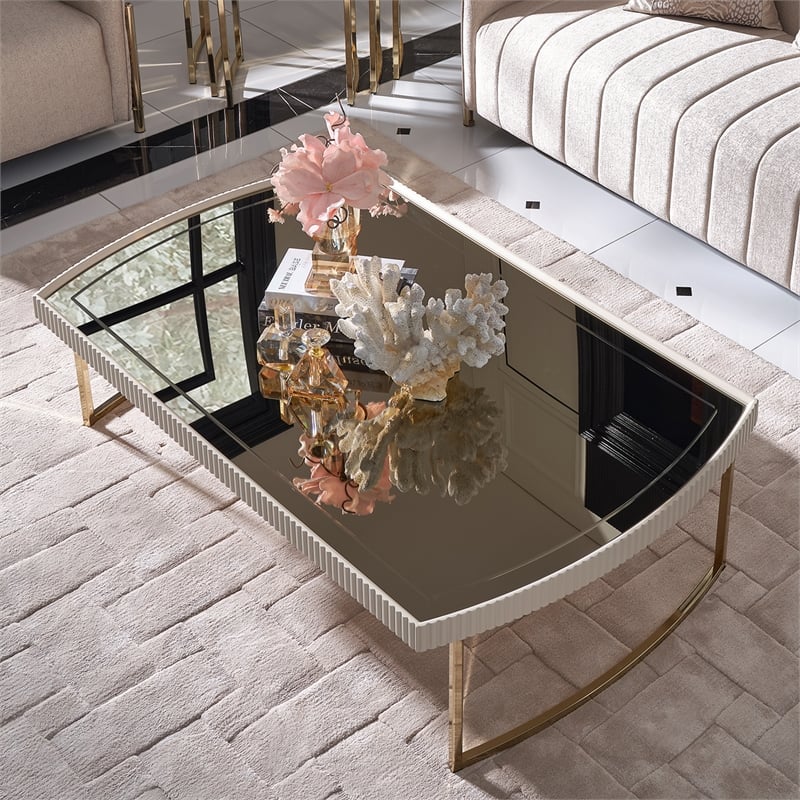 Michael Amini Lisbon Cocktail Table - Silken Matte Cream