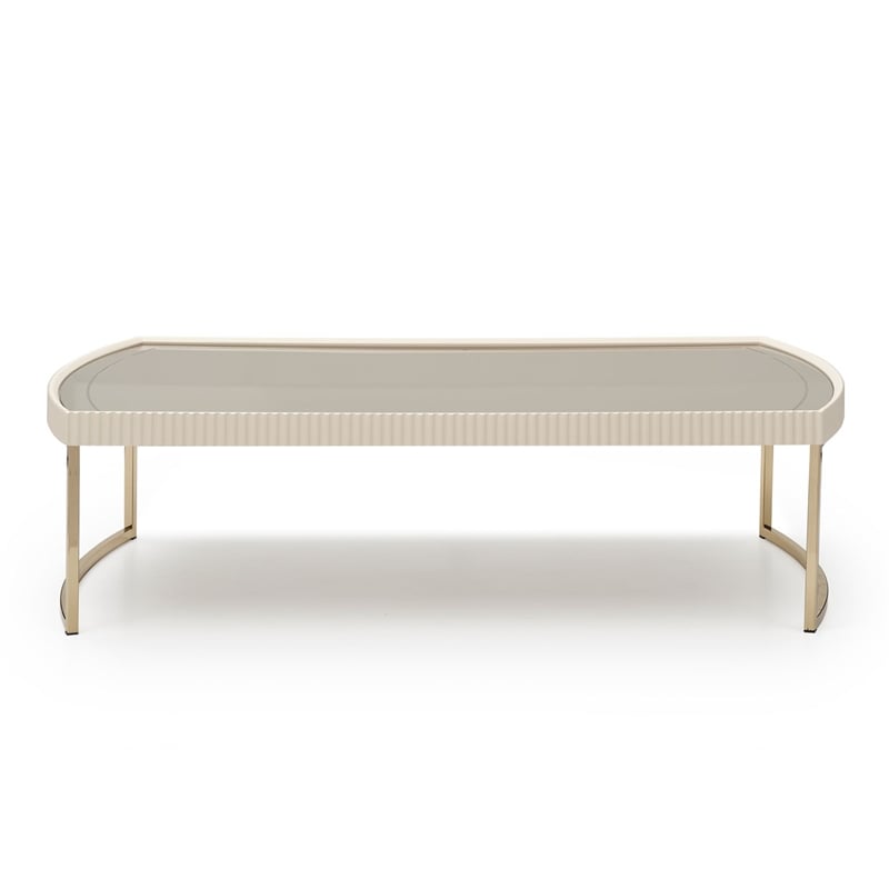 Michael Amini Lisbon Cocktail Table - Silken Matte Cream