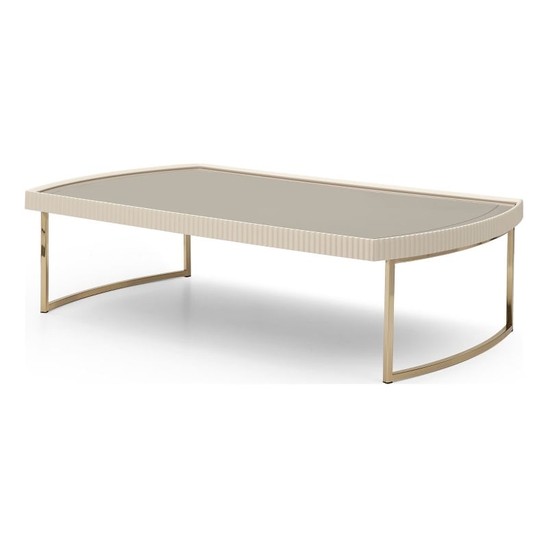 Michael Amini Lisbon Cocktail Table - Silken Matte Cream