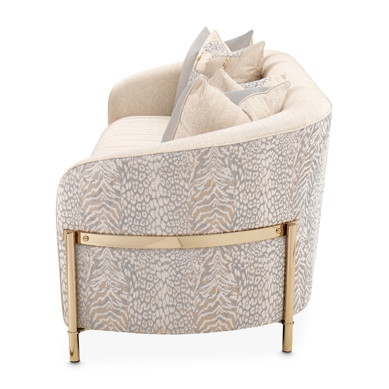 Michael Amini Lisbon Chenille Sofa - Opal/Gold