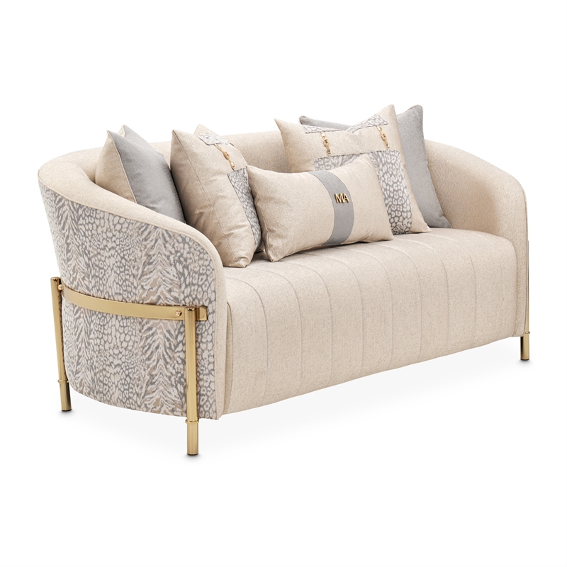 Michael Amini Lisbon Chenille Loveseat - Opal/Gold