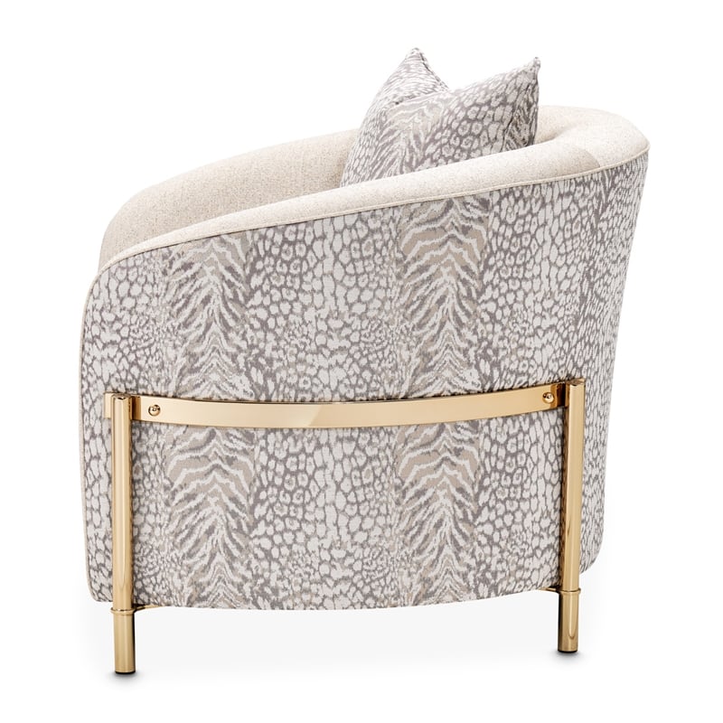 Michael Amini Lisbon Chenille Accent Chair - Opal/Gold