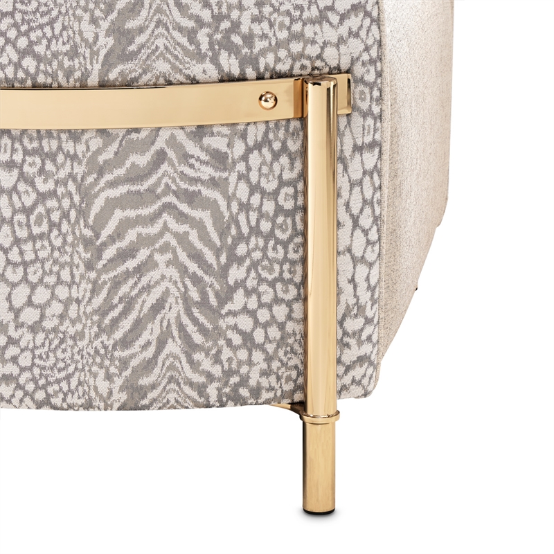 Michael Amini Lisbon Chenille Accent Chair - Opal/Gold
