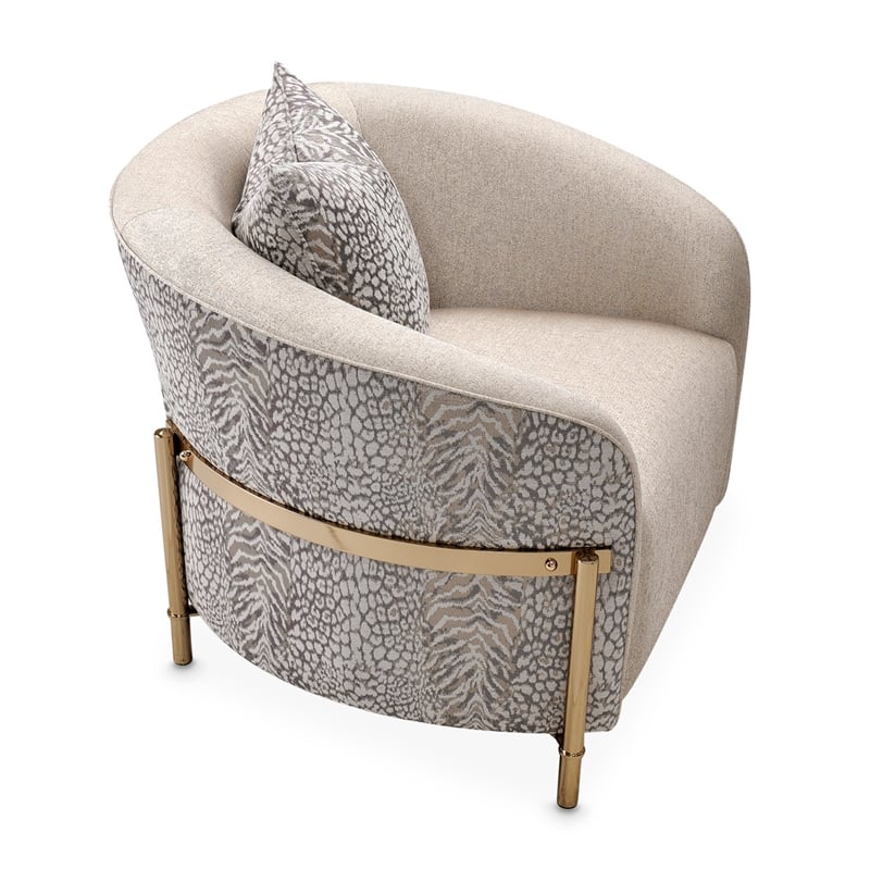 Michael Amini Lisbon Chenille Accent Chair - Opal/Gold