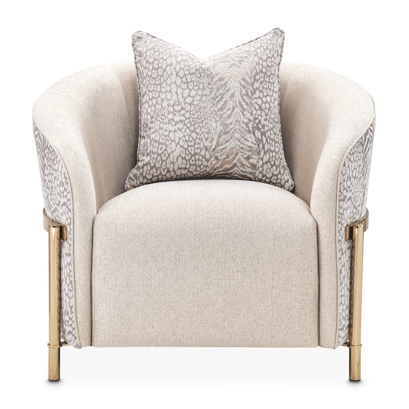 Michael Amini Lisbon Chenille Accent Chair - Opal/Gold