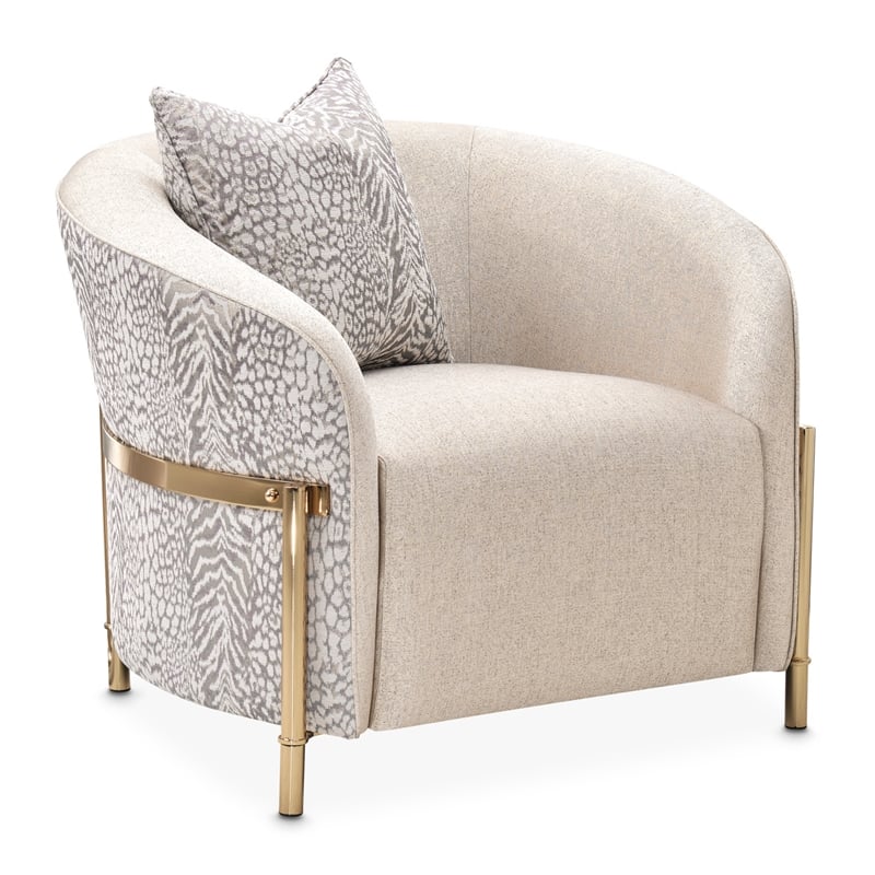 Michael Amini Lisbon Chenille Accent Chair - Opal/Gold