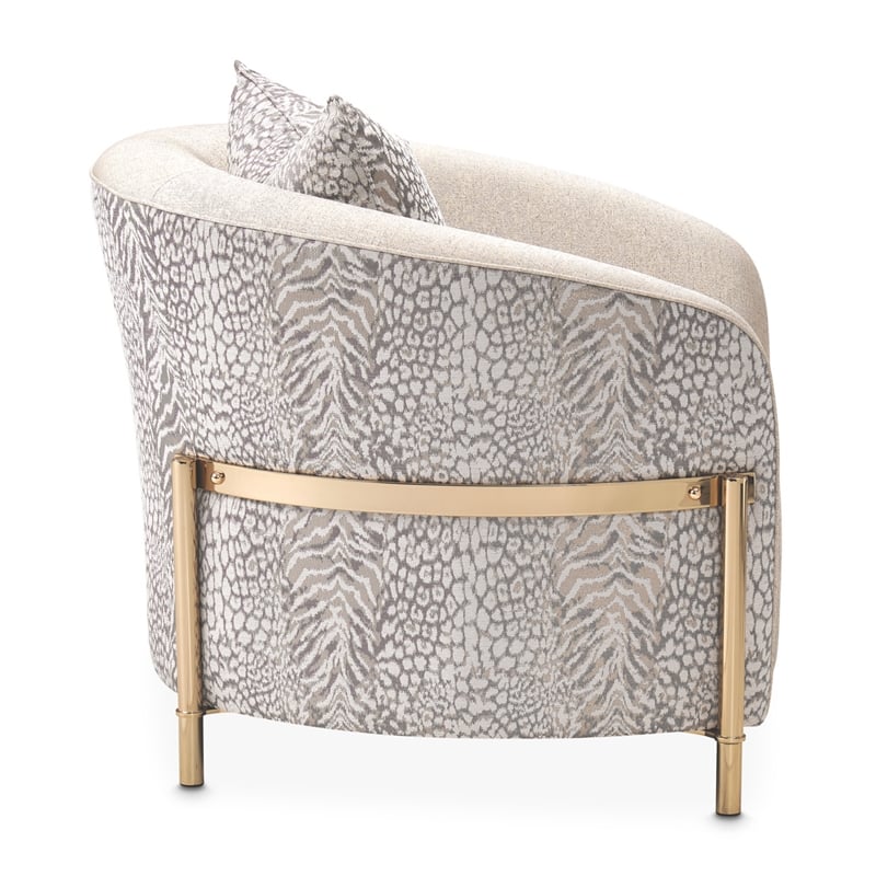 Michael Amini Lisbon Chenille Accent Chair - Opal/Gold