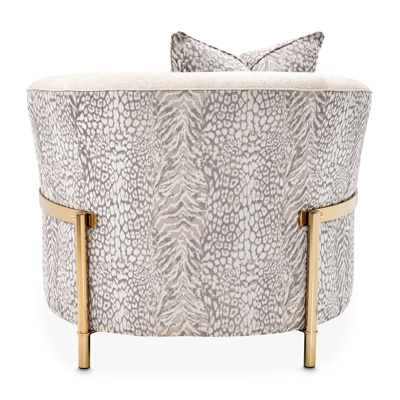 Michael Amini Lisbon Chenille Accent Chair - Opal/Gold