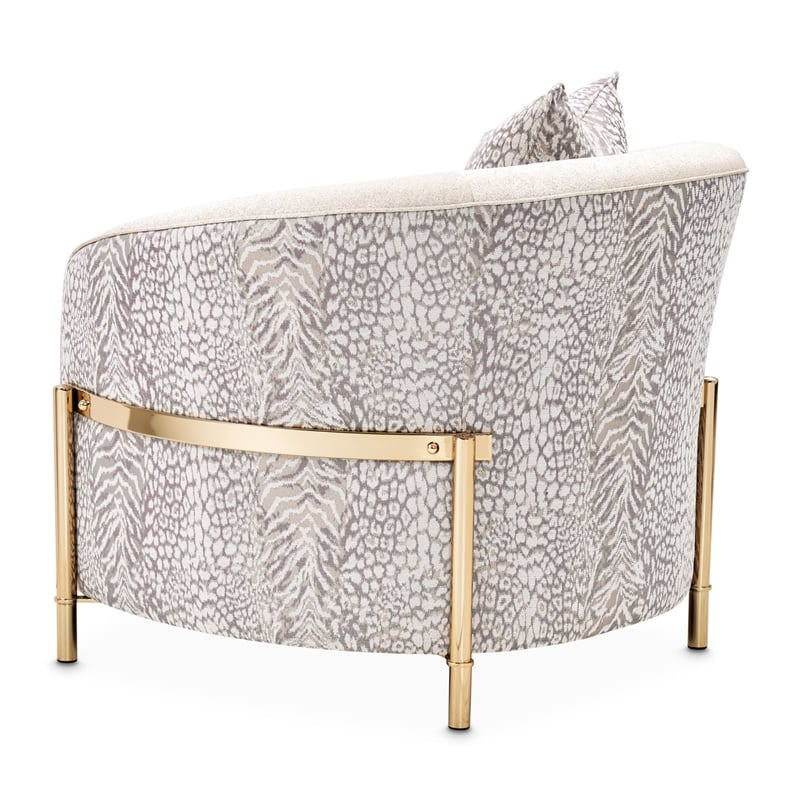 Michael Amini Lisbon Chenille Accent Chair - Opal/Gold