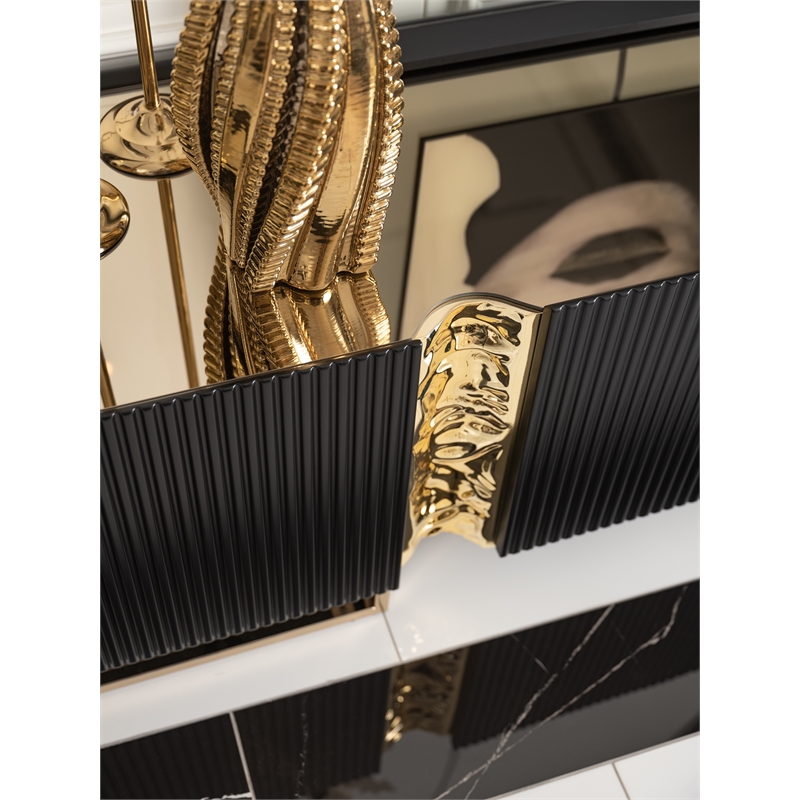 Michael Amini Lisbon Media Cabinet - Silken Matte Black
