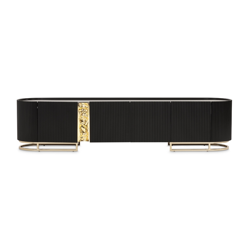 Michael Amini Lisbon Media Cabinet - Silken Matte Black