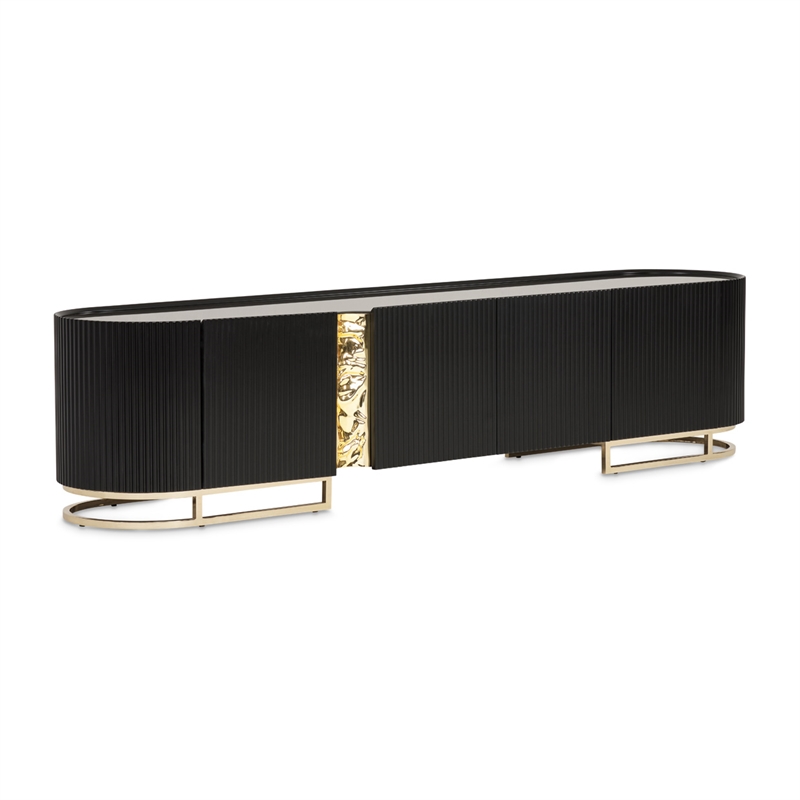 Michael Amini Lisbon Media Cabinet - Silken Matte Black