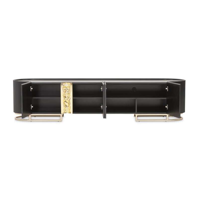 Michael Amini Lisbon Media Cabinet - Silken Matte Black