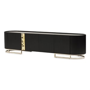 michael amini lisbon media cabinet - silken matte black