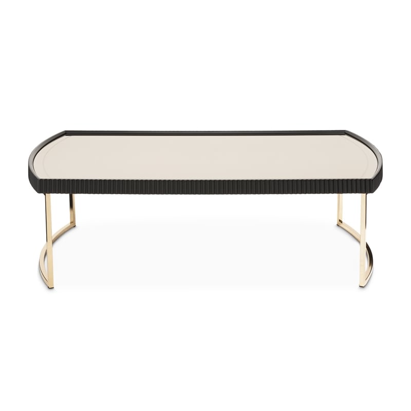 MICHAEL AMINI Lisbon Engineered Wood Cocktail Table in Silken Matte Black