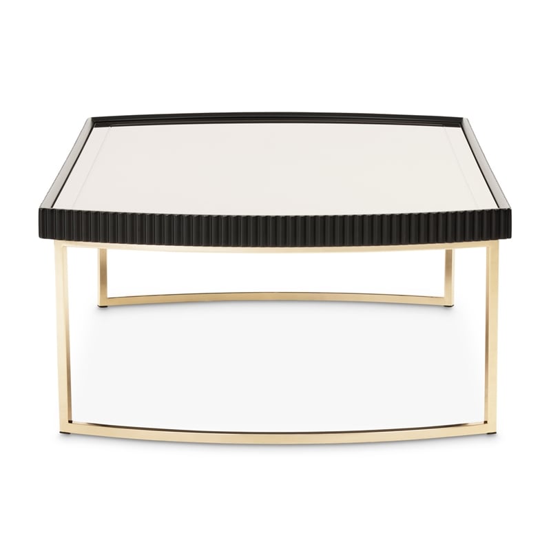 MICHAEL AMINI Lisbon Engineered Wood Cocktail Table in Silken Matte Black