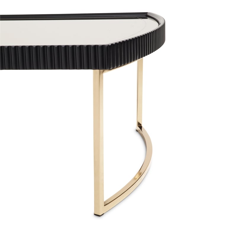 MICHAEL AMINI Lisbon Engineered Wood Cocktail Table in Silken Matte Black